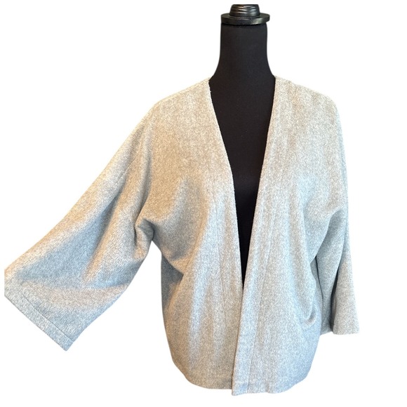 a new day Sweaters - A New Day Gray Wool Blend, Elbow Sleeve, Open Front Cardigan Jacket, One Size